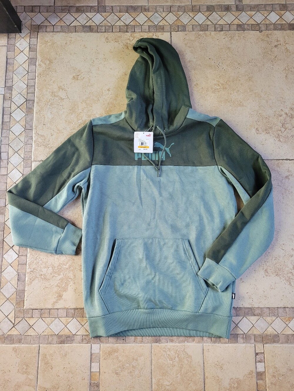 Puma Two-Tone Olive and Sage Hooded Sweatshirt